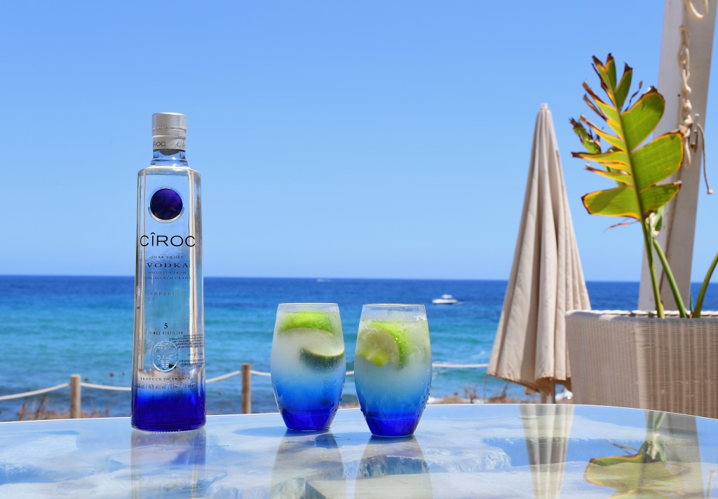 IBIZA, SPAIN - JULY 19: A general view of Ciroc vodka during the CIROC On Arrival Lunch at Atzaro Beach on July 19, 2016 in Ibiza, Spain. (Photo by Ian Gavan/Getty Images for CIROC Vodka)